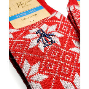 NWT Original Penguin Fair Isle Snowflake Combed‎ Cotton Men's Socks
